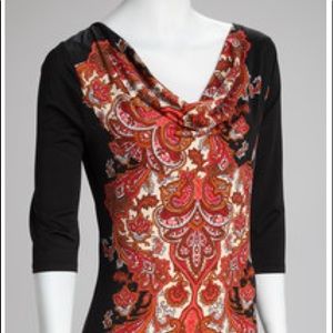 Ice Silk Orange Paisley Print Dress